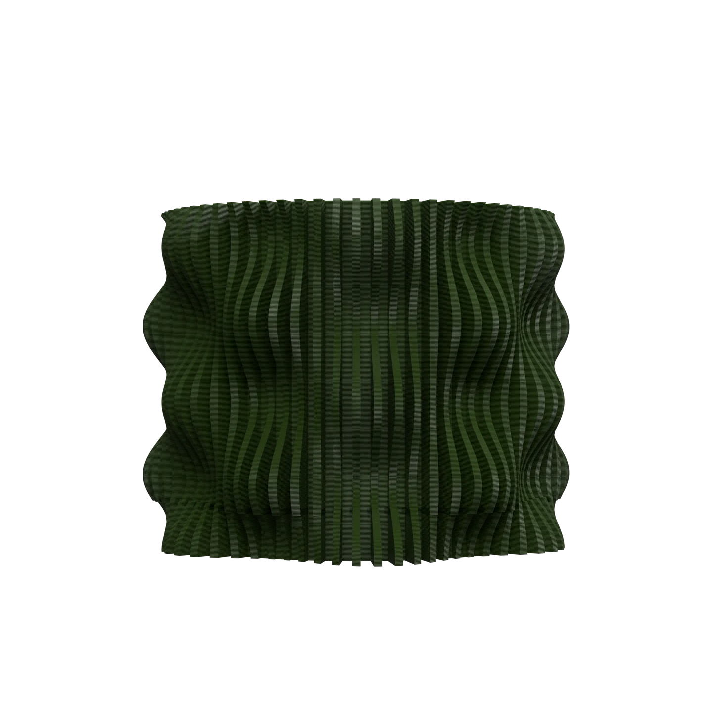 Pot décoratif vert forêt en matériau durable avec design contemporain ondulé texturé.