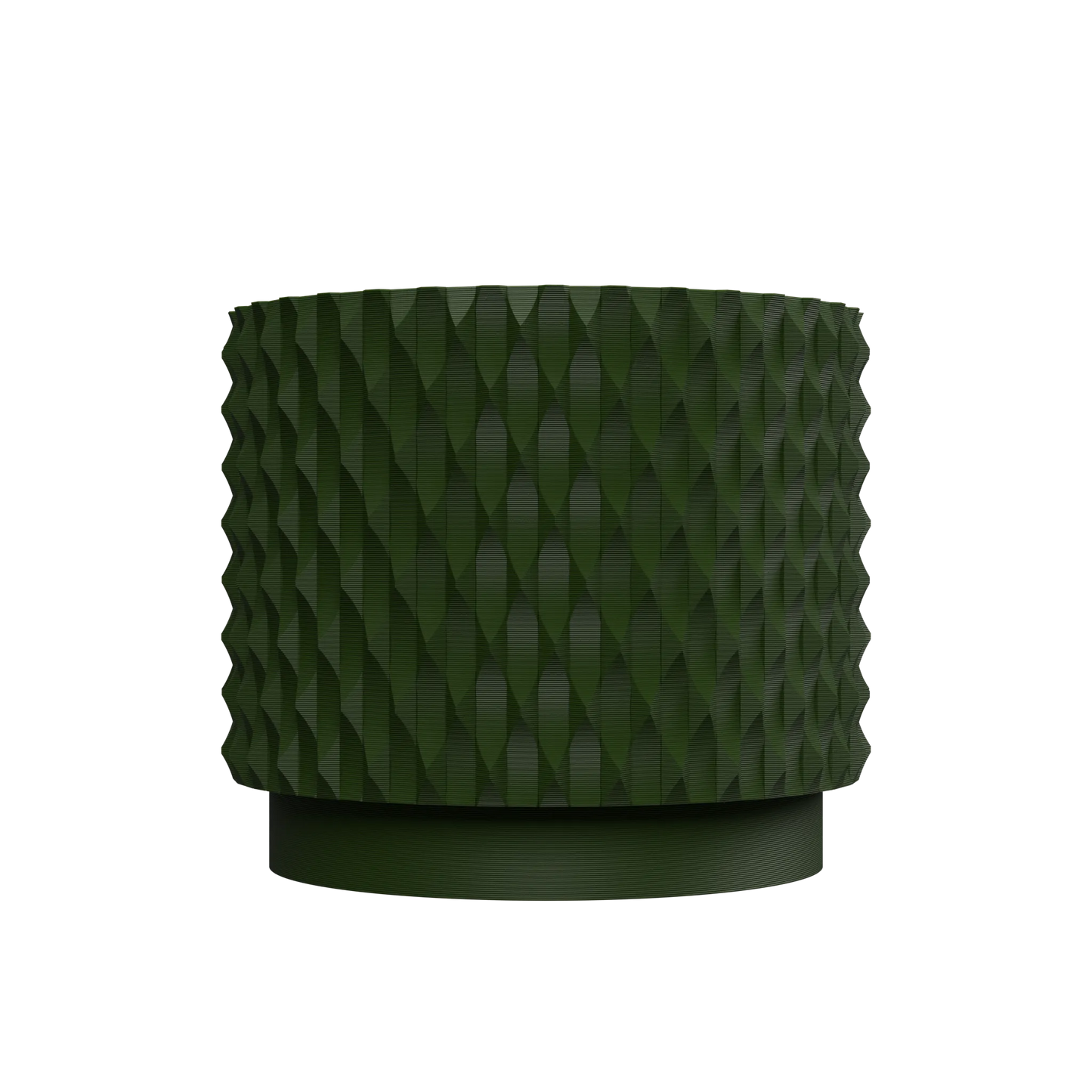 Pot décoratif Ondir vert forêt avec surface texturée en relief, matériau durable au design contemporain et forme cylindrique .