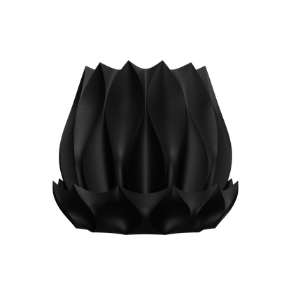 Pot décoratif anthracite durable en matériau moderne avec design contemporain en forme organique sculptée.