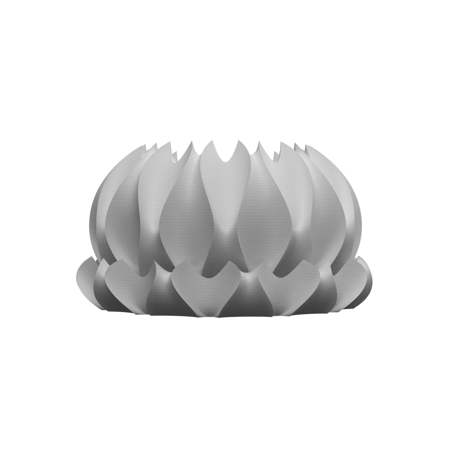 Pot décoratif blanc mat en forme de pétales incurvés superposés, style moderne et sculptural.