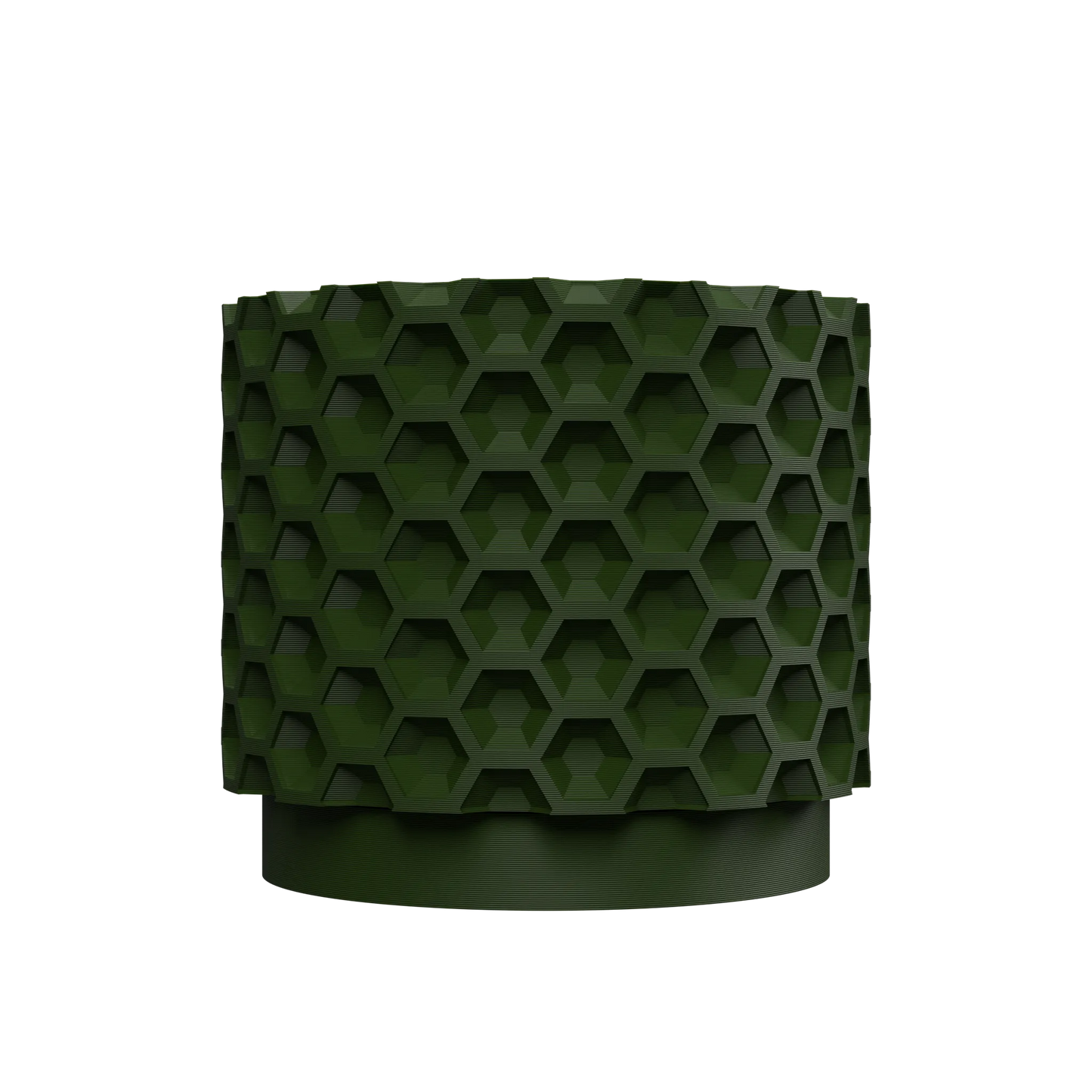 Pot décoratif Amos en plastique durable vert forêt avec motif hexagonal en relief au design contemporain.