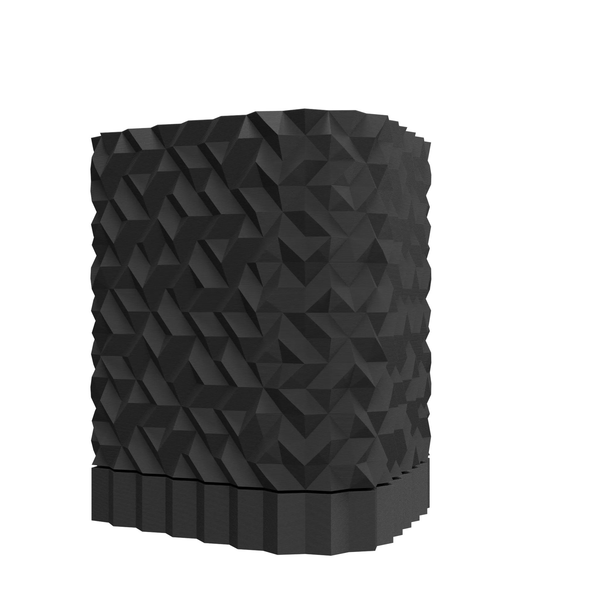 Pot décoratif anthracite au design contemporain, surface texturée géométrique durable en matériau robuste.