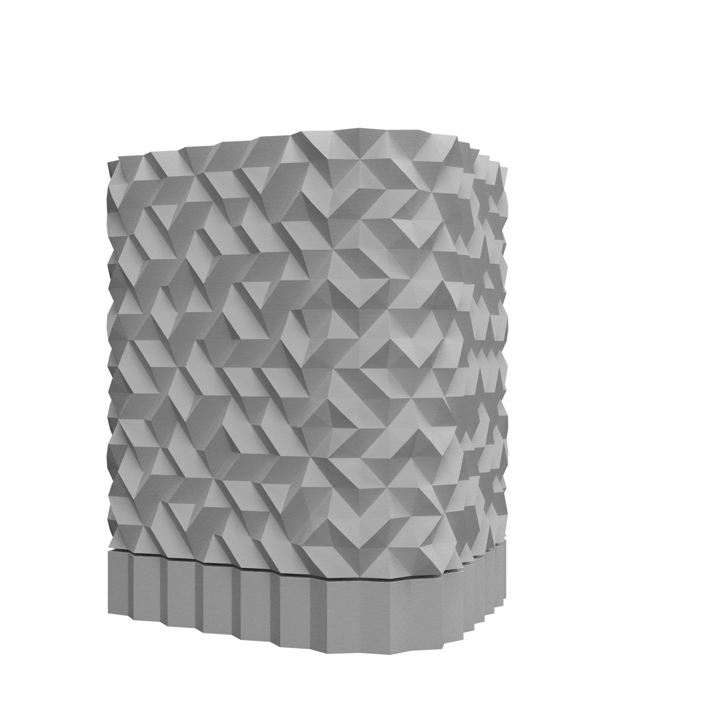 Pot décoratif anthracite avec surface texturée géométrique en matériau durable au design contemporain.