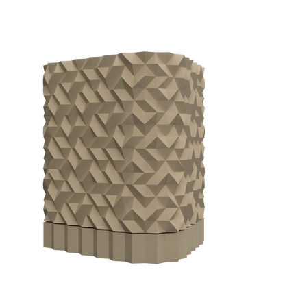 Pot décoratif Cobble_02 en matériau durable couleur crème, motif géométrique contemporain texturé sur toute la surface.