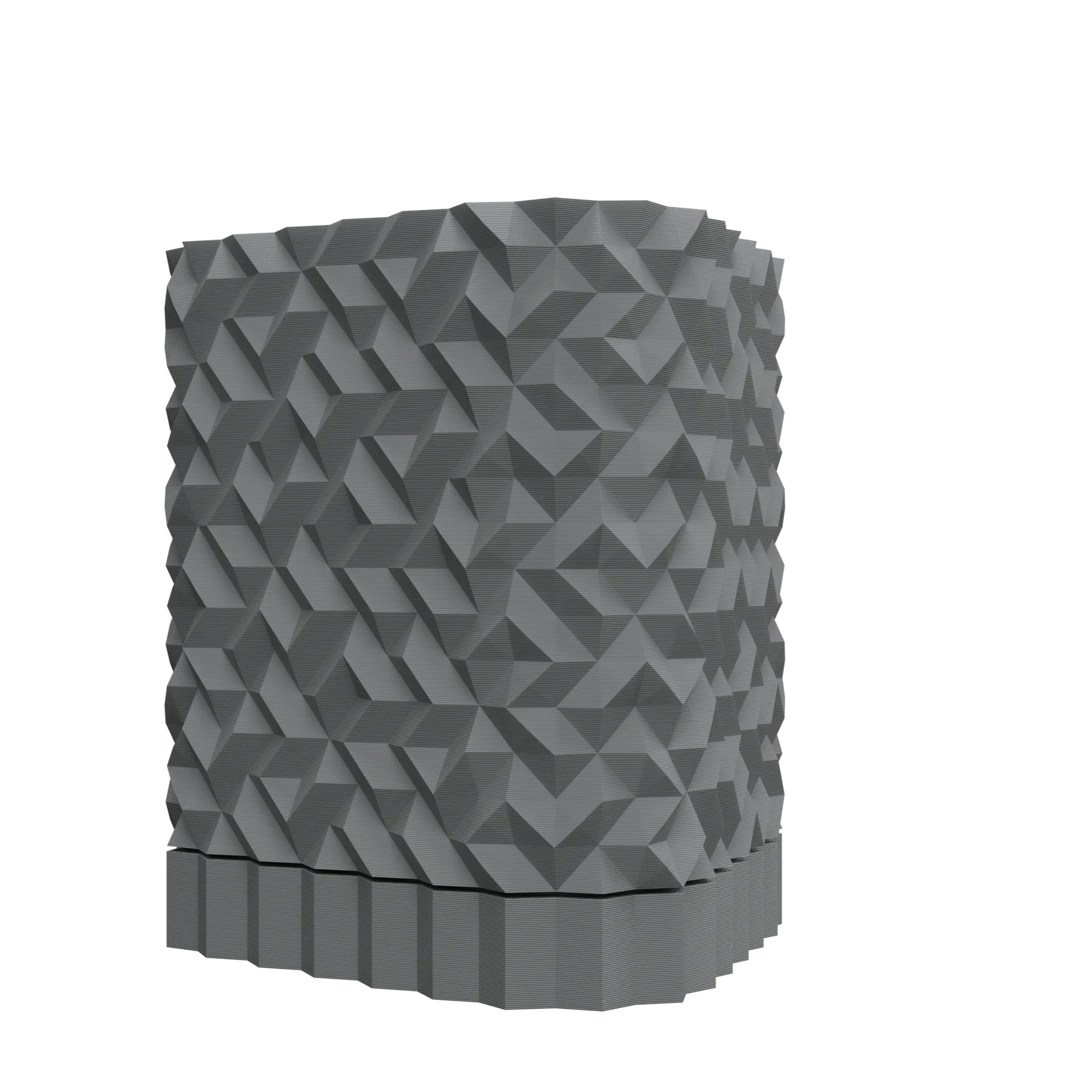 Pot décoratif anthracite en matériau durable avec surface géométrique texturée au design contemporain.