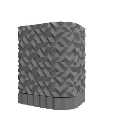 Pot décoratif anthracite en matériau durable avec surface géométrique texturée au design contemporain.