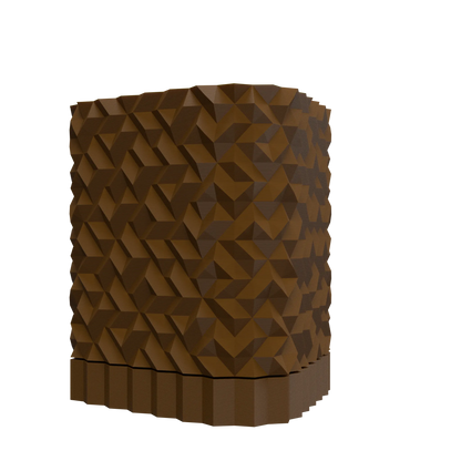 Pot décoratif marron en matériau durable avec design contemporain géométrique texturé en relief.