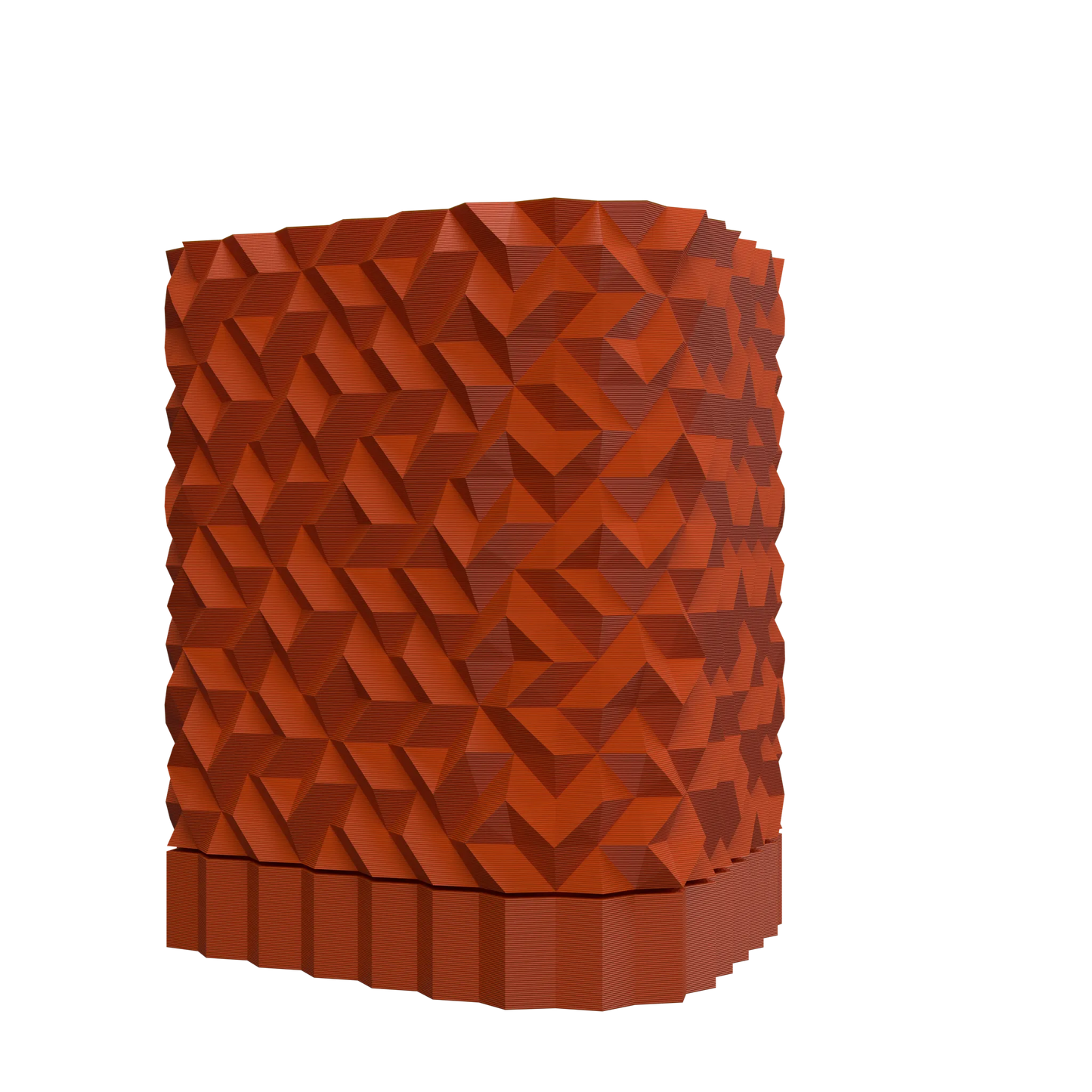 Pot décoratif orange en matériau durable, design contemporain avec surface texturée géométrique moderne.