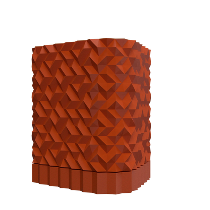 Pot décoratif orange en matériau durable, design contemporain avec surface texturée géométrique moderne.