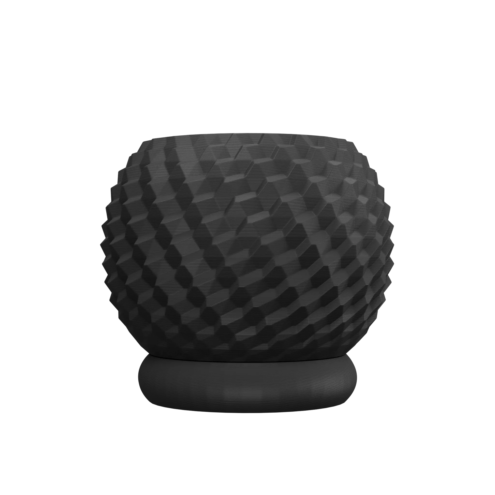 Pot décoratif anthracite au design contemporain avec surface texturée en relief, matériau durable et finition mate.