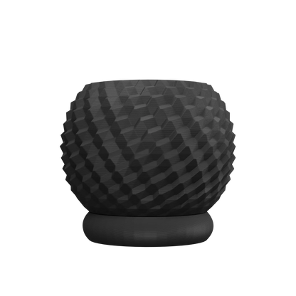 Pot décoratif anthracite au design contemporain avec surface texturée en relief, matériau durable et finition mate.