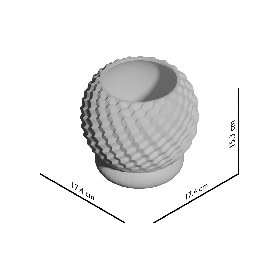 Pot décoratif de couleur crème avec texture en relief boules, design contemporain durable.