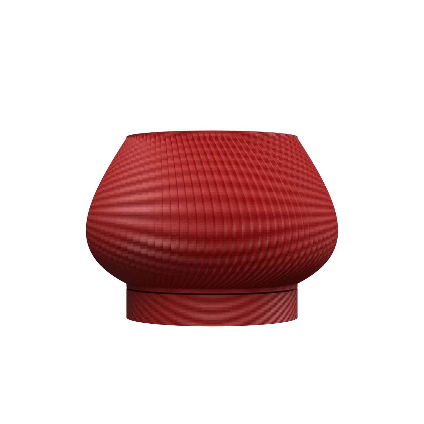 Pot décoratif Davi rouge mat avec surface texturée en relief et base circulaire légèrement rétractée.