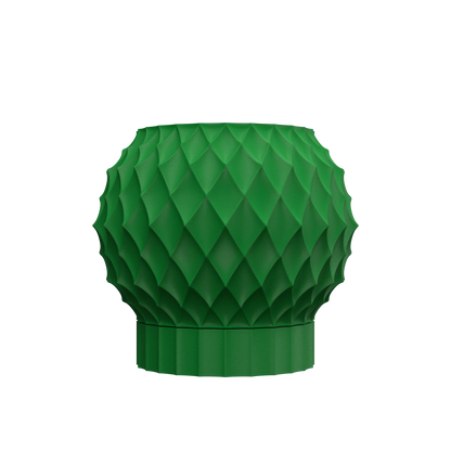 Pot décoratif vert forêt en matériau durable avec surface texturée en motif diamant contemporain.