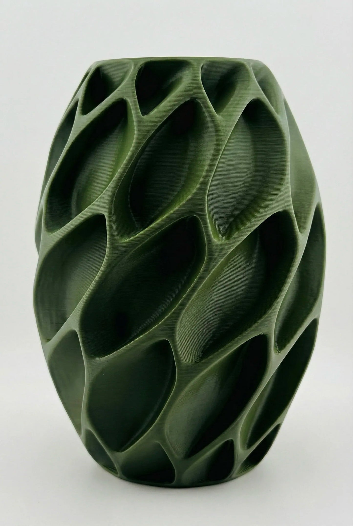 Vase Exo – vase design alvéolé organique étanche - Vase organique vert foncé avec design contemporain alvéolé et structure géométrique sculpturale unique. - Anthracite