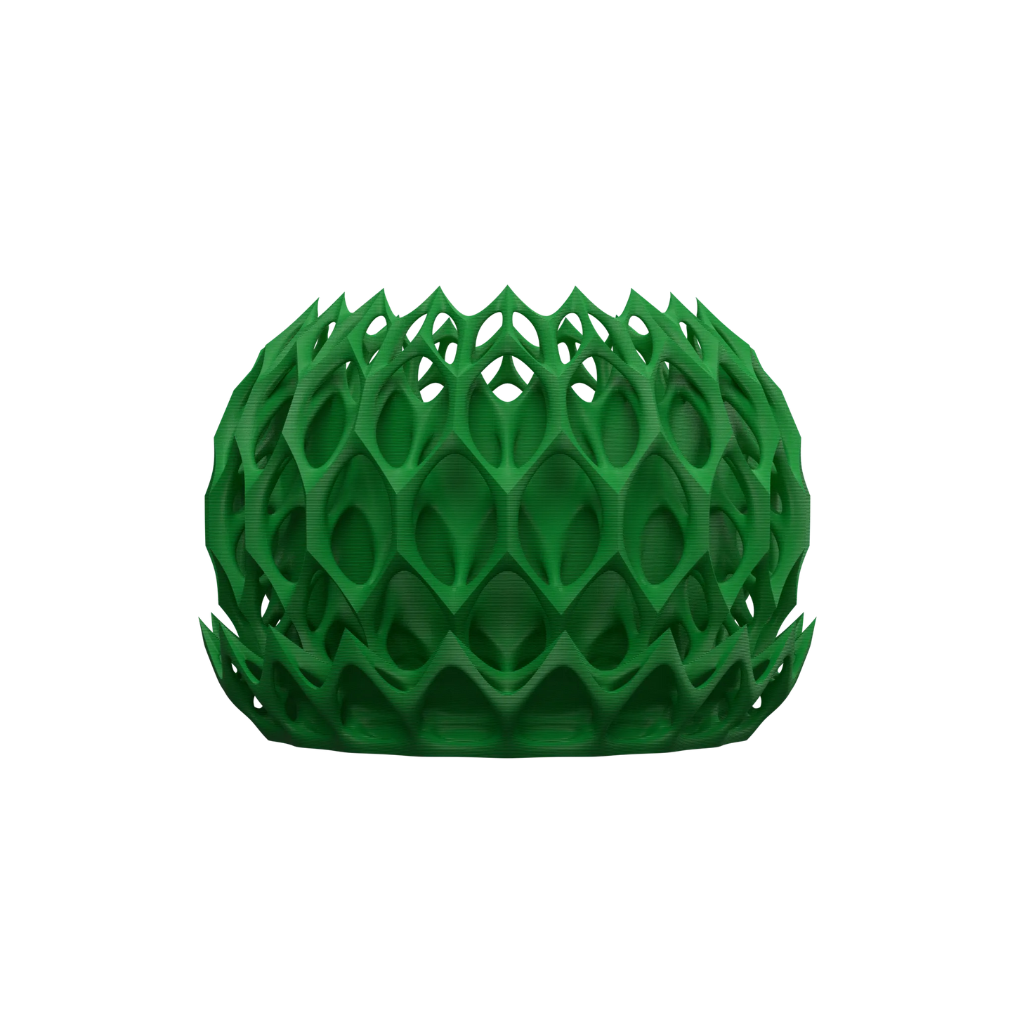 Pot décoratif vert en plastique avec structure alvéolée creuse et forme arrondie moderne.