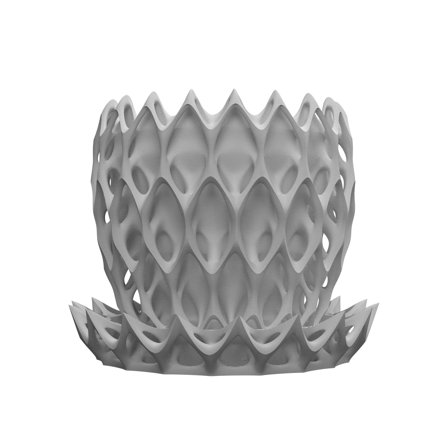 Pot décoratif anthracite en matériau durable avec design contemporain à structure alvéolée sculptée.