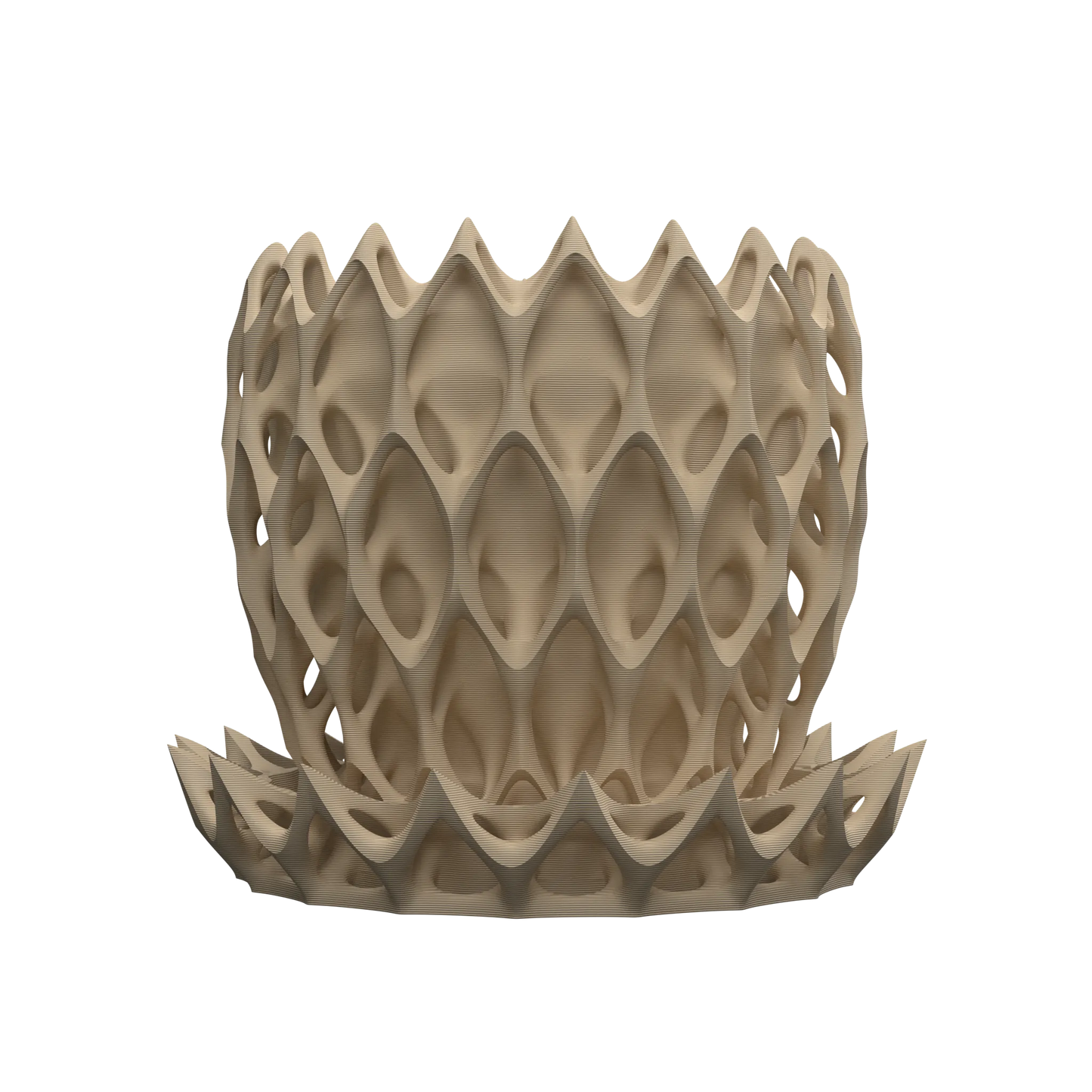 Pot décoratif anthracite durable en plastique rigide avec design contemporain en relief ondulé et motifs géométriques.