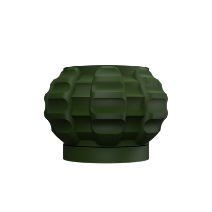 Pot décoratif Kio vert forêt en matériau durable, avec un design contemporain sculpté en relief arrondi.