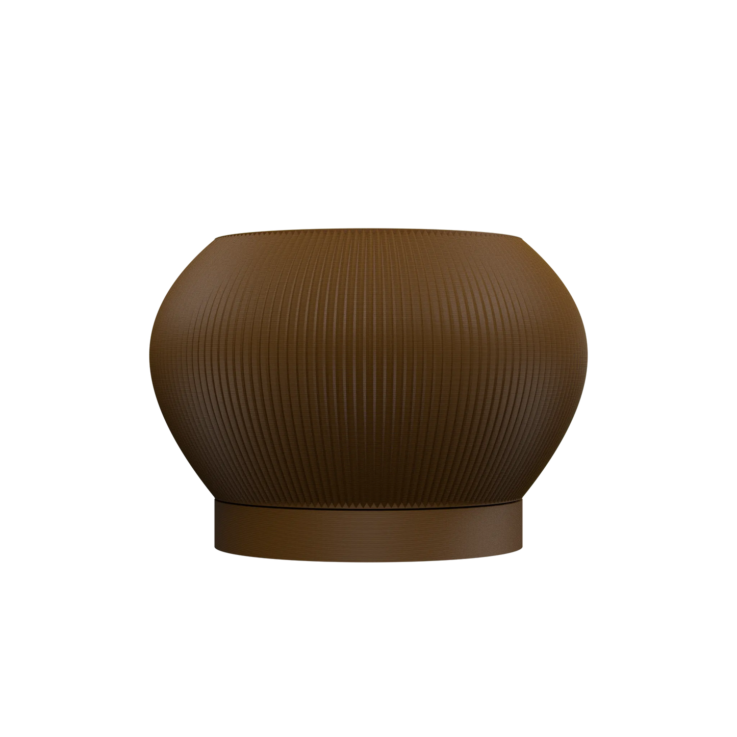 Pot décoratif Melfi marron avec surface striée, design contemporain durable en matériau résistant.