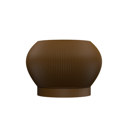 Pot décoratif Melfi marron avec surface striée, design contemporain durable en matériau résistant.