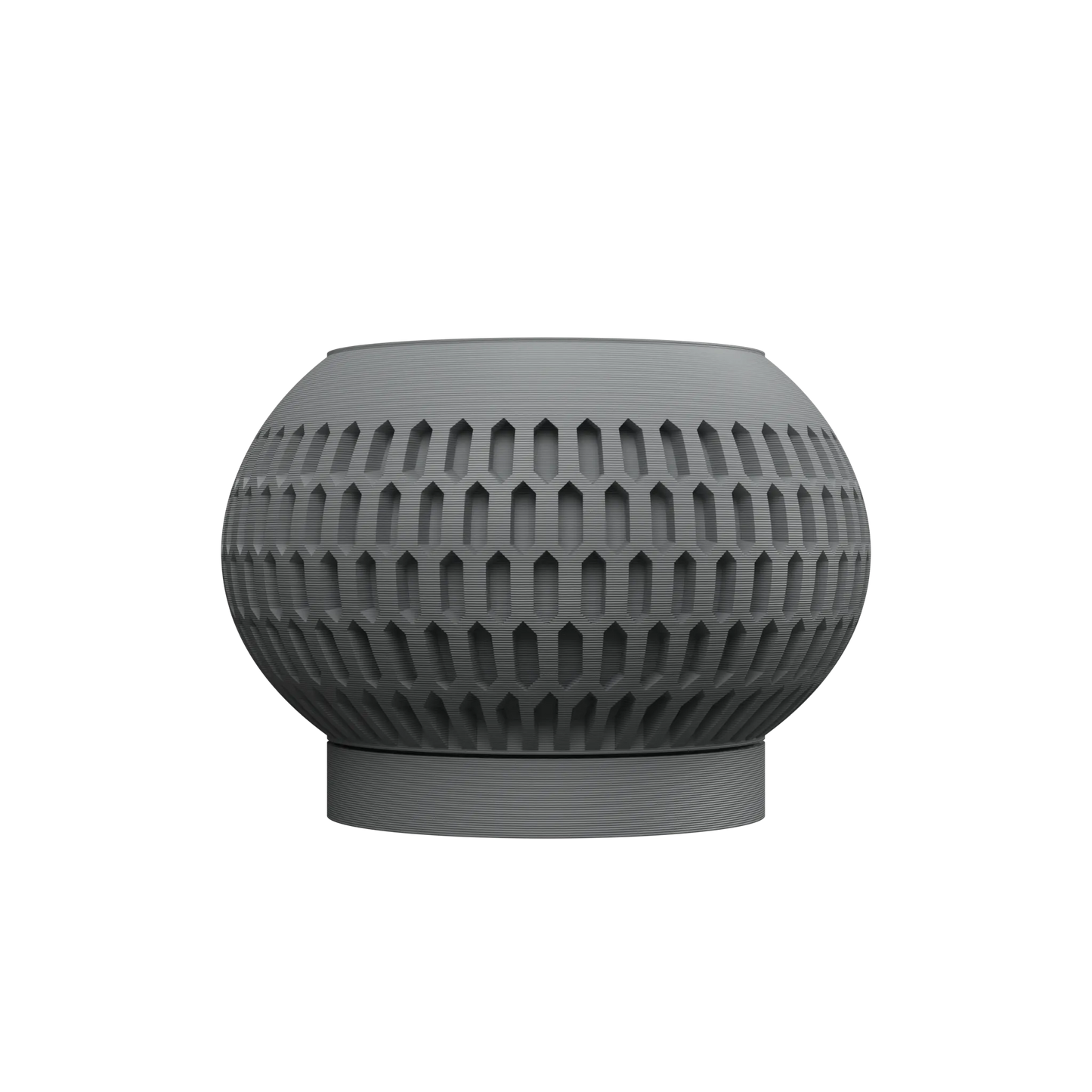 Pot décoratif anthracite en matériau durable avec design contemporain texturé en relief hexagonal.