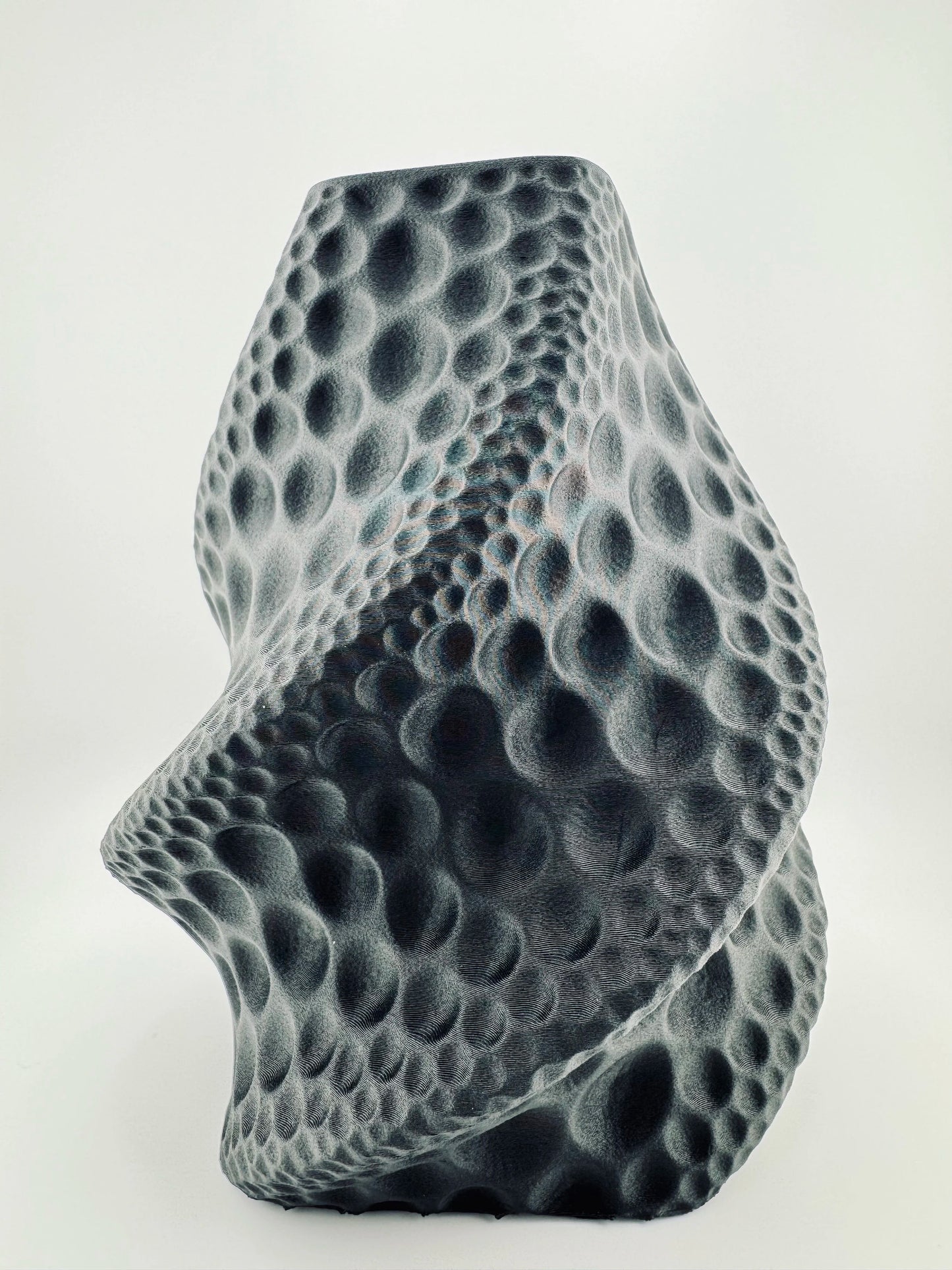 Vase Moon design noir mat – pièce sculpturale étanche - Vase sculptural noir mat au design organique et géométrique unique avec motifs en relief texturé en forme de cratères. - Default Title