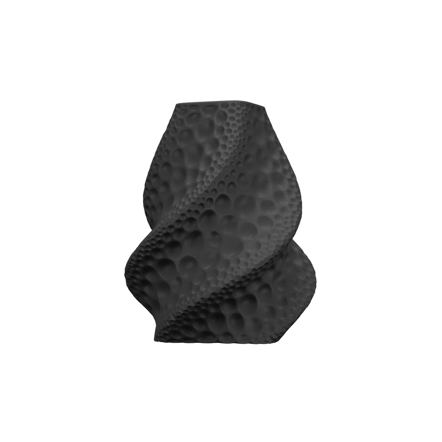 Vase Moon anthracite mat en matériau durable avec surface texturée moderne en spirale, design contemporain unique.