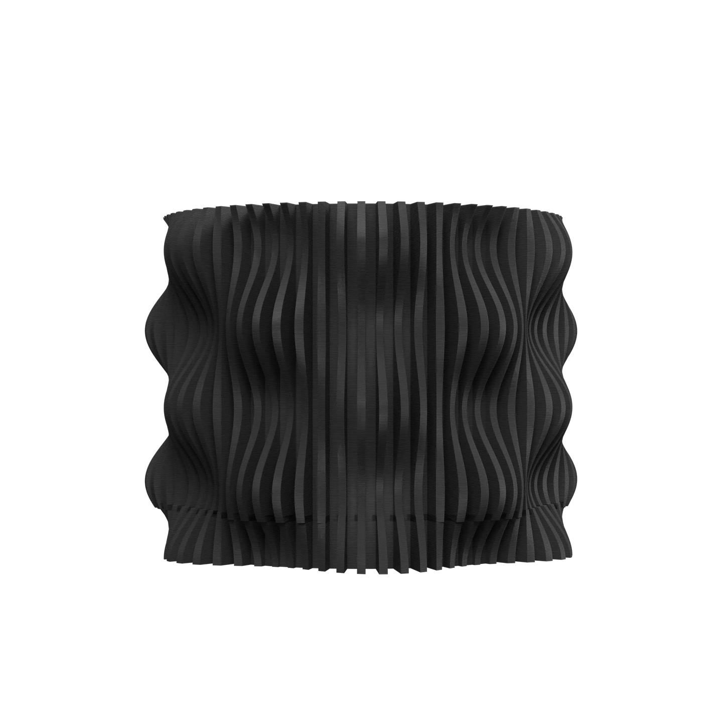 Pot décoratif anthracite en matériau durable avec design contemporain ondulé et relief texturé.