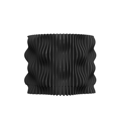 Pot décoratif anthracite en matériau durable avec design contemporain ondulé et relief texturé.