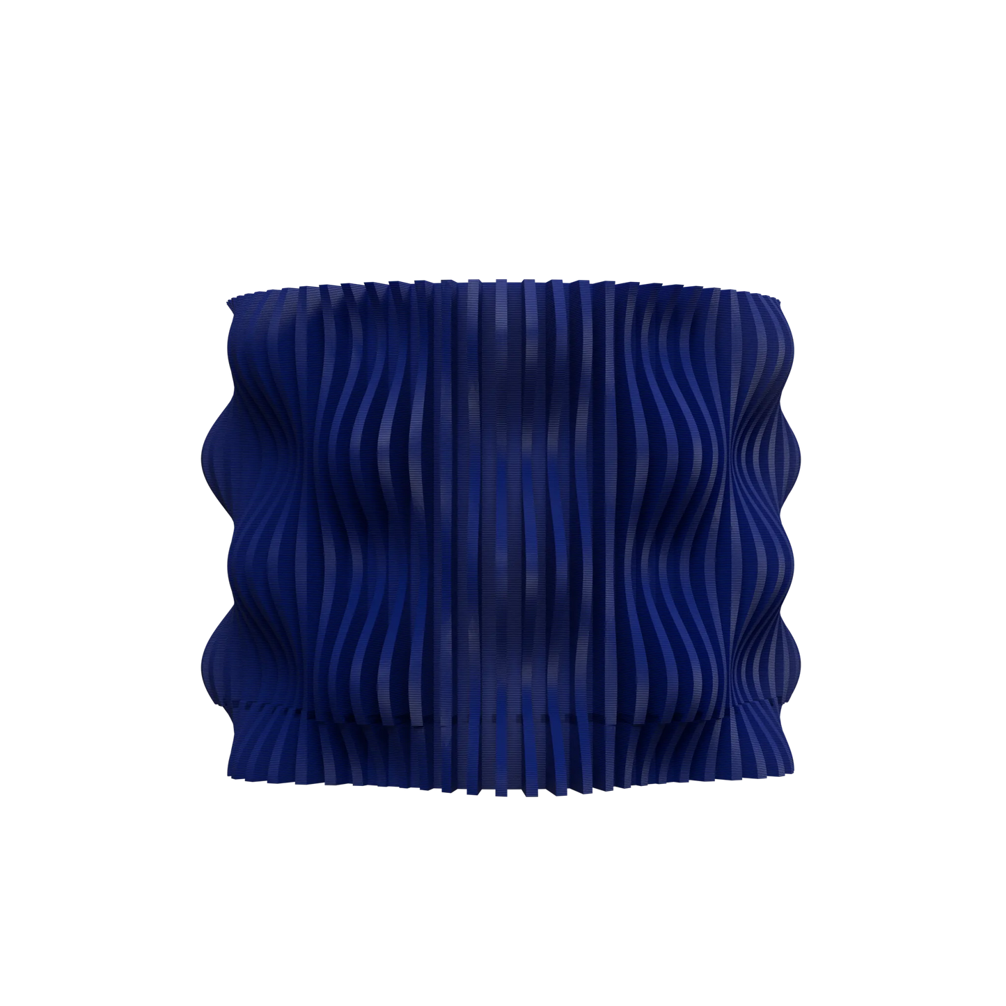 Pot décoratif Muxel bleu vif en matériau durable avec design contemporain ondulé en relief.