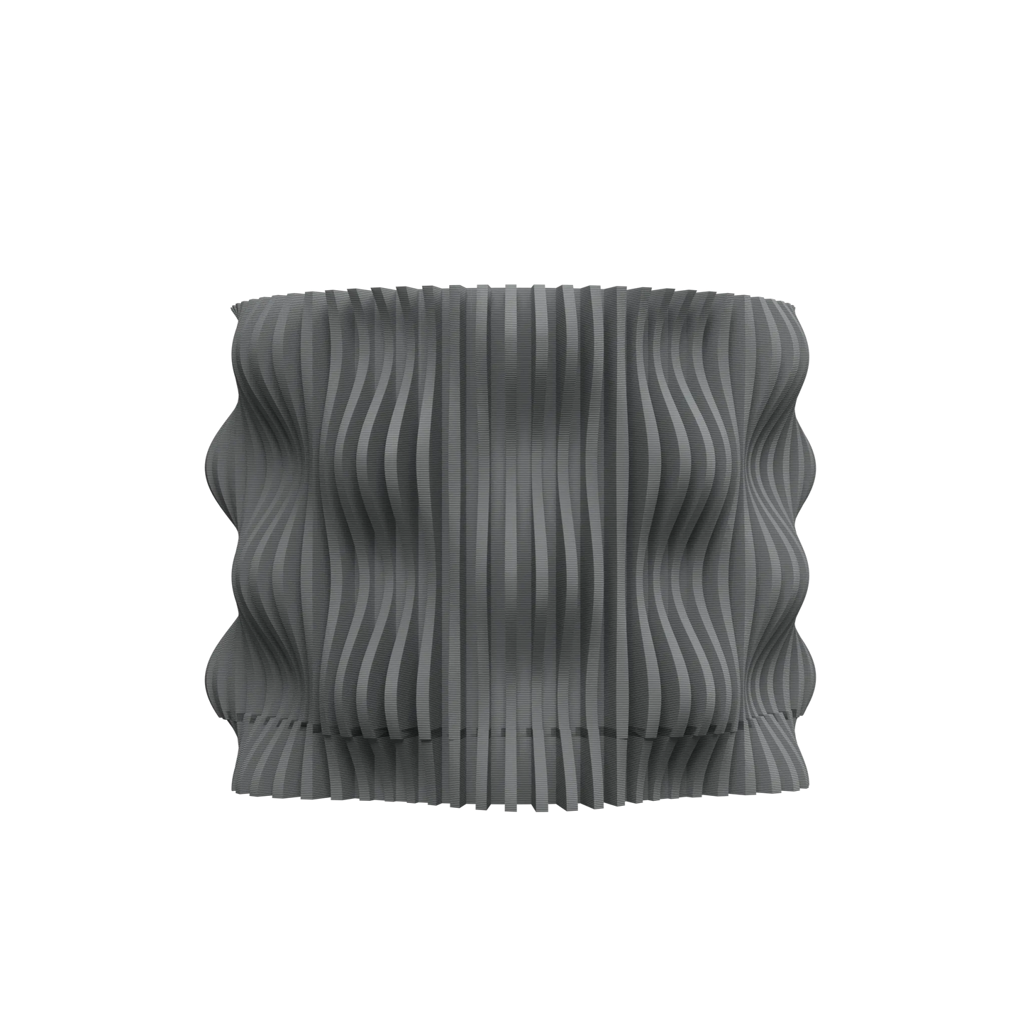 Pot décoratif anthracite en plastique durable avec design ondulé contemporain et texture texturée.