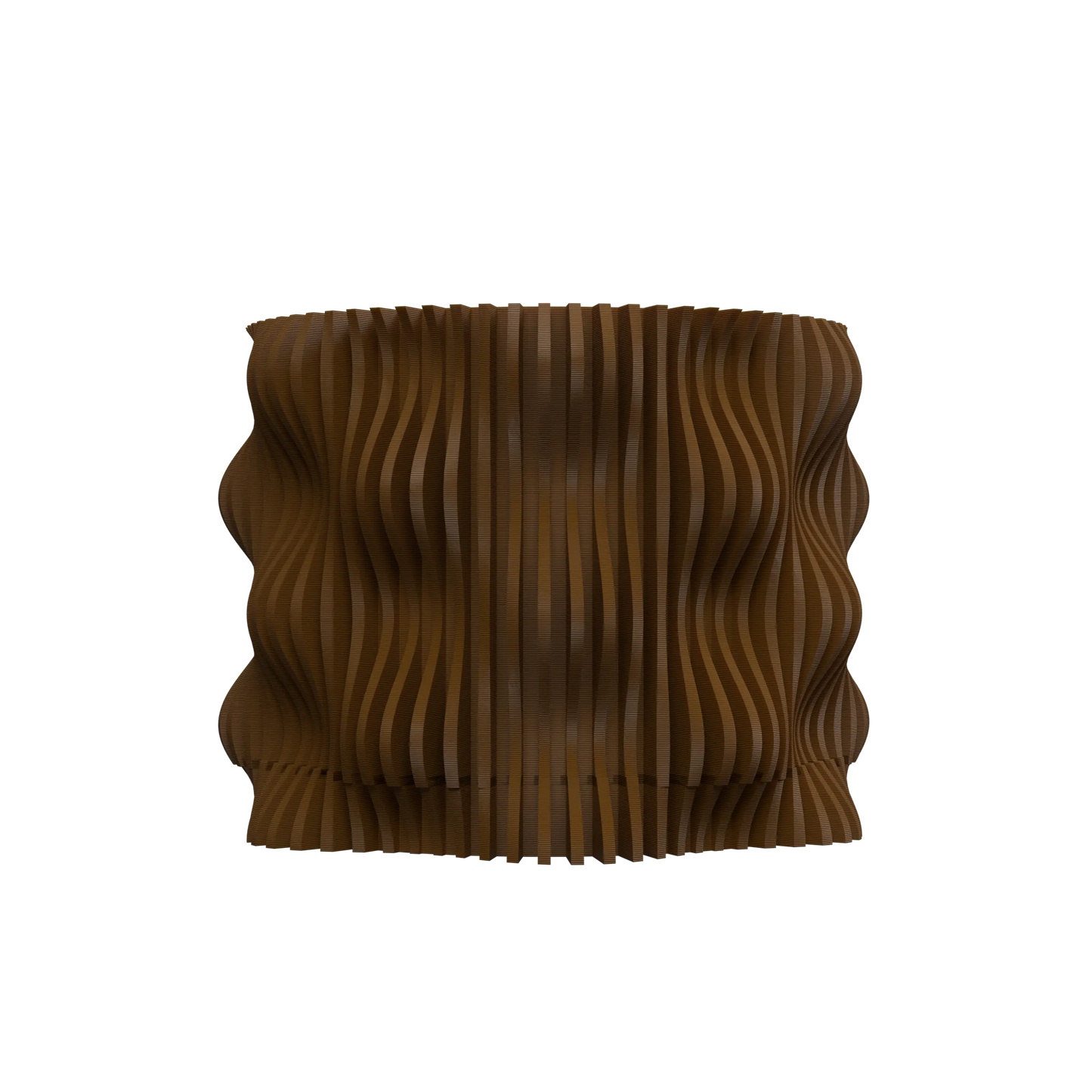 Pot décoratif Muxel marron en matériau durable avec design contemporain ondulé et structure ajourée.