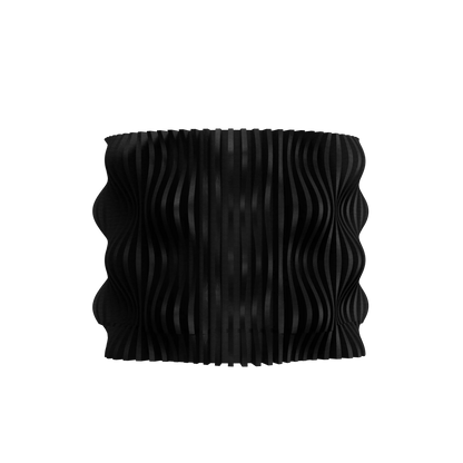 Pot décoratif anthracite en matériau durable avec motif ondulé, design contemporain et moderne.