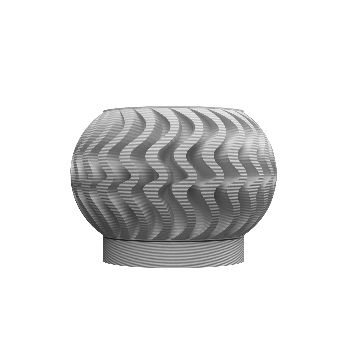 Pot décoratif anthracite en matériau durable avec design contemporain ondulé en relief.