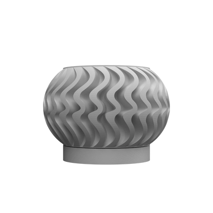 Pot décoratif anthracite en matériau durable avec design contemporain ondulé en relief.