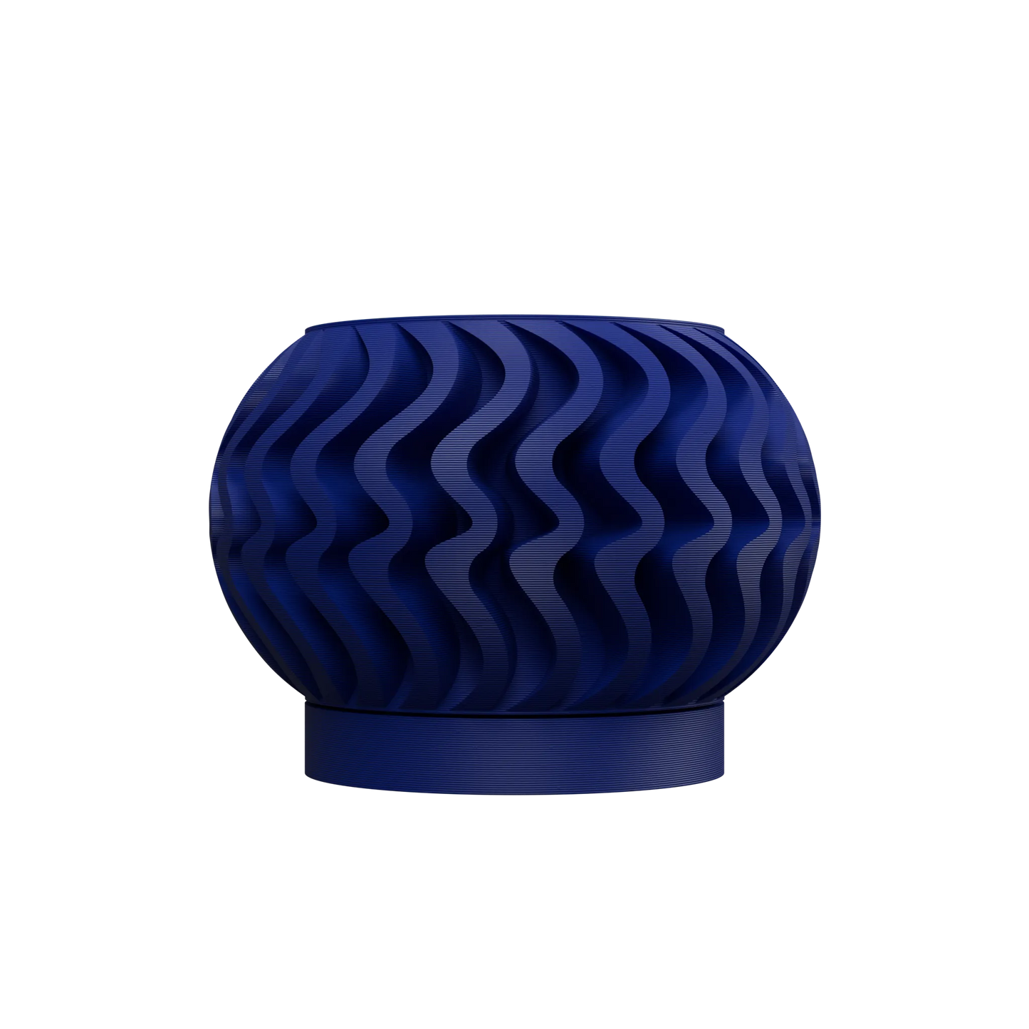 Pot décoratif Noli bleu anthracite avec motifs ondulés en relief, design contemporain et matériau durable.
