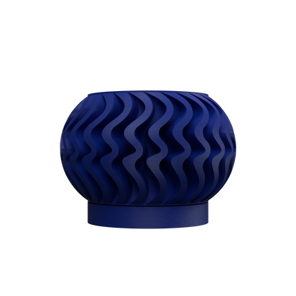 Pot décoratif Noli bleu anthracite avec motifs ondulés en relief, design contemporain et matériau durable.