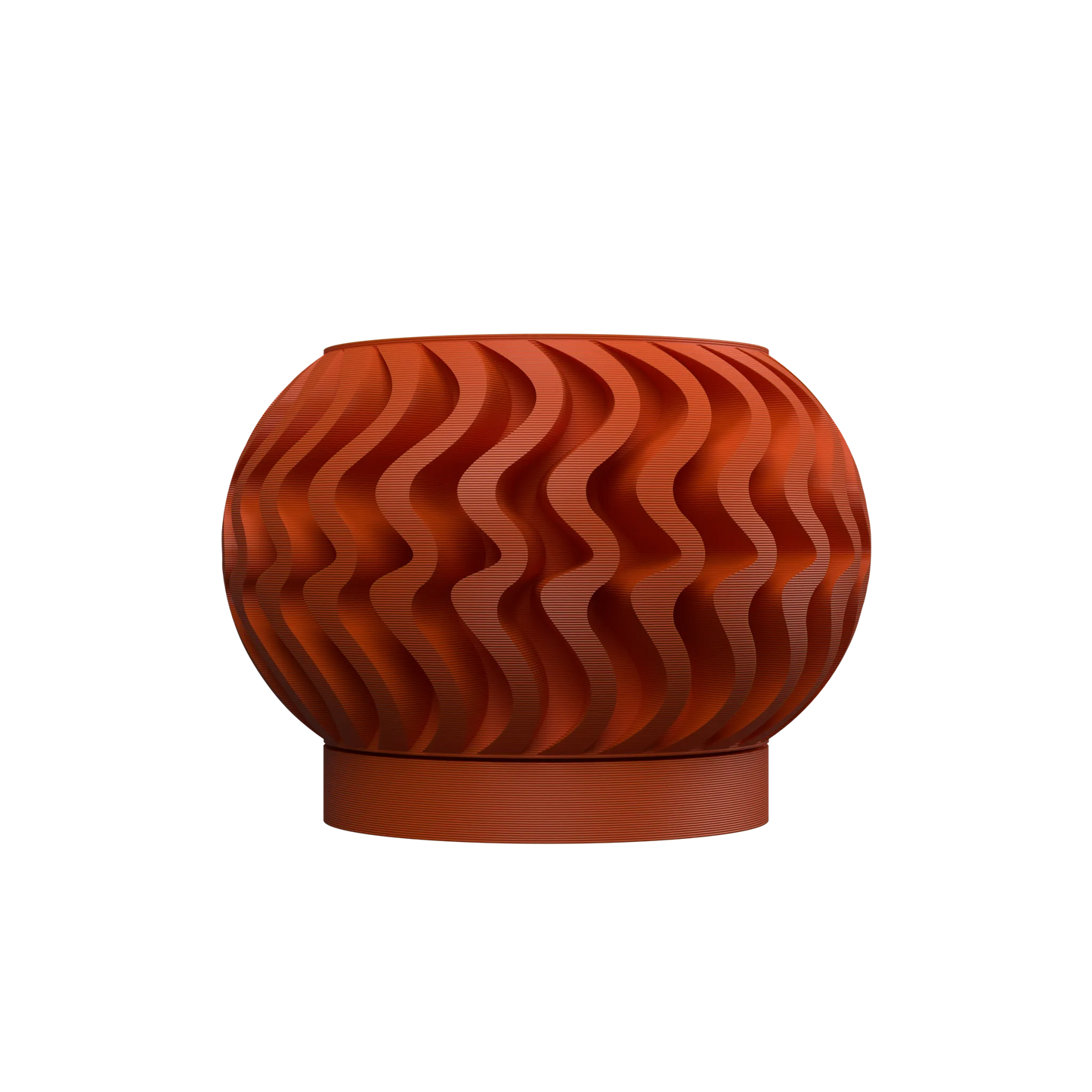 Pot décoratif Noli orange en matériau durable, design contemporain avec motifs ondulés en relief.