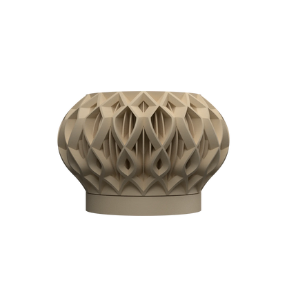 Pot décoratif durable en plastique anthracite avec motif géométrique ajouré, design contemporain.