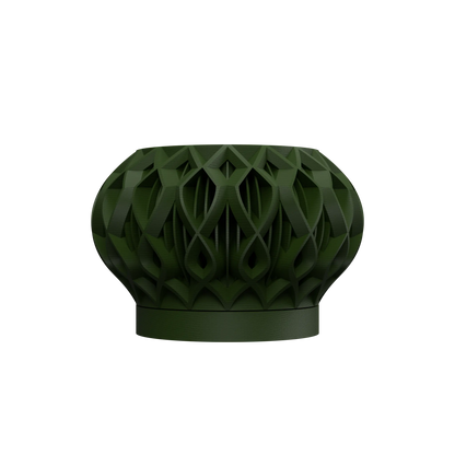 Pot décoratif anthracite en matériau durable avec design contemporain ajouré et forme ronde éclatée.