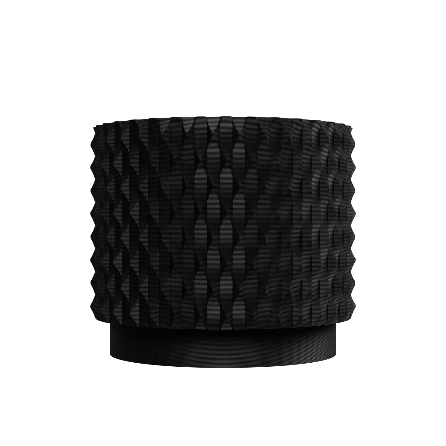 Pot décoratif noir anthracite avec texture ondulée moderne, design contemporain durable en plastique robuste.