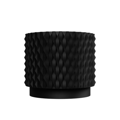 Pot décoratif noir anthracite avec texture ondulée moderne, design contemporain durable en plastique robuste.