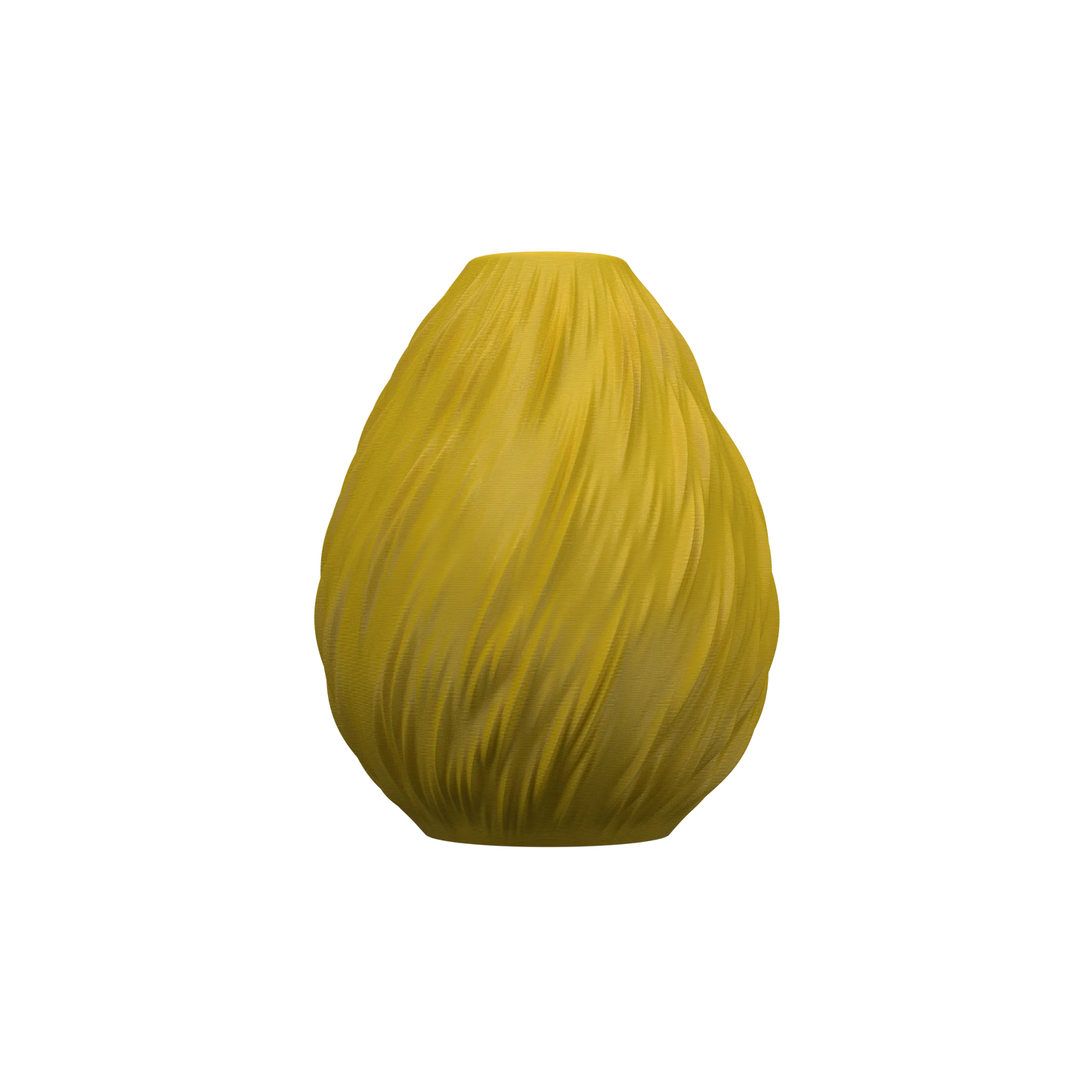 Vase ovale jaune avec surface texturée imitant des gouttes ou des mouvements fluides, design moderne et étanche.