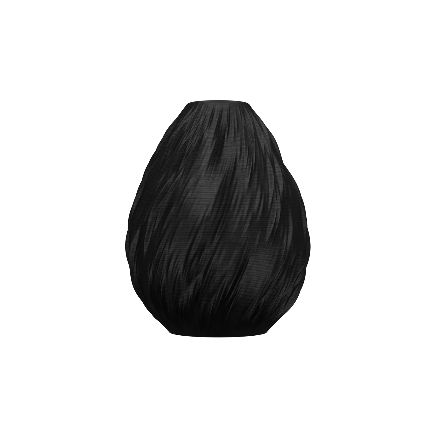 Vase noir mat en forme de goutte avec texture en relief évoquant des gouttes de pluie.