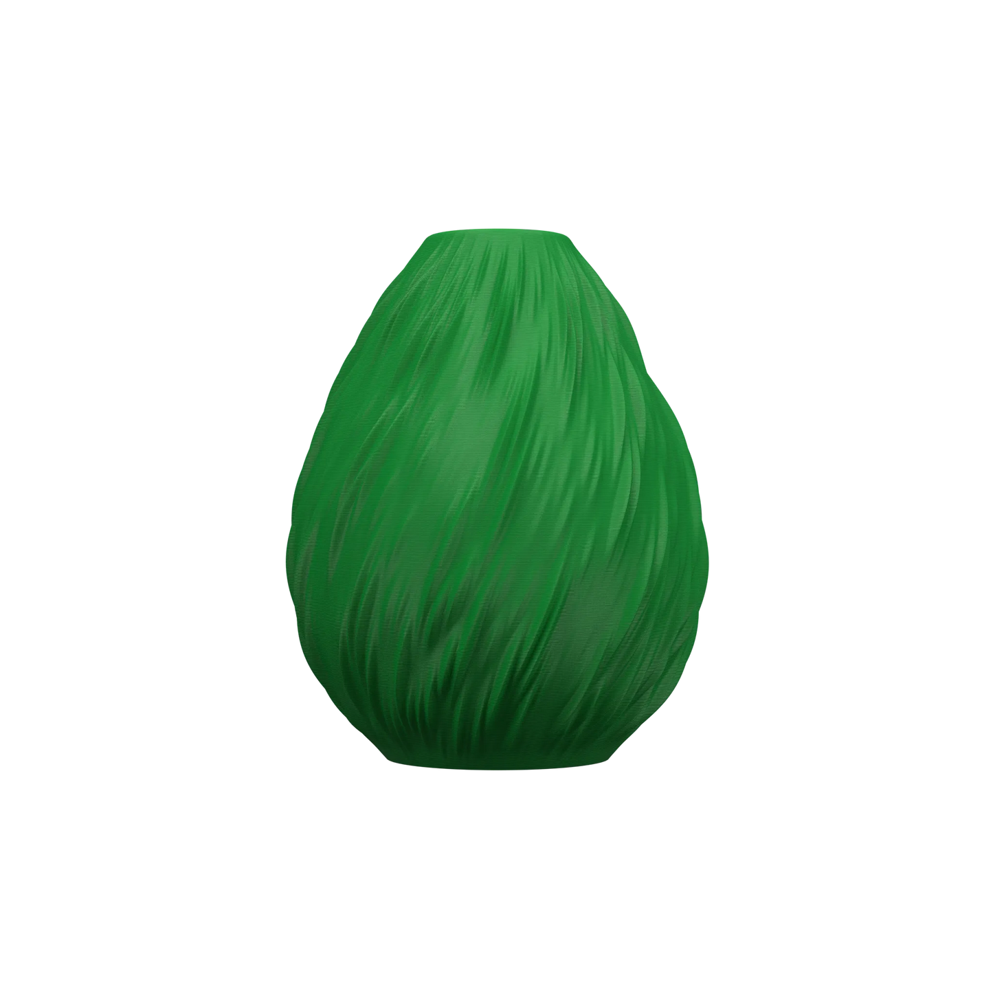 Vase vert forme goutte d’eau avec surface texturée rappelant des gouttes de pluie alignées verticalement.