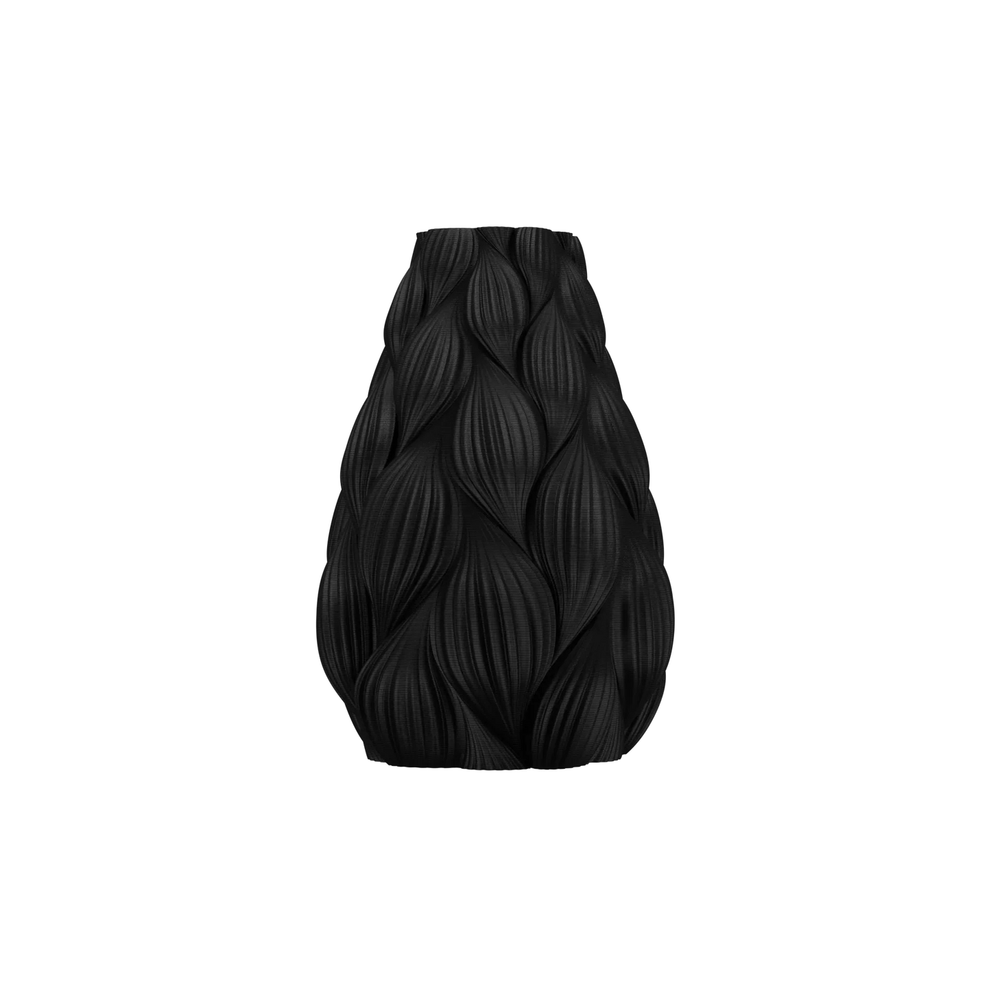Vase anthracite 160mm avec texture ondulée en design contemporain durable.