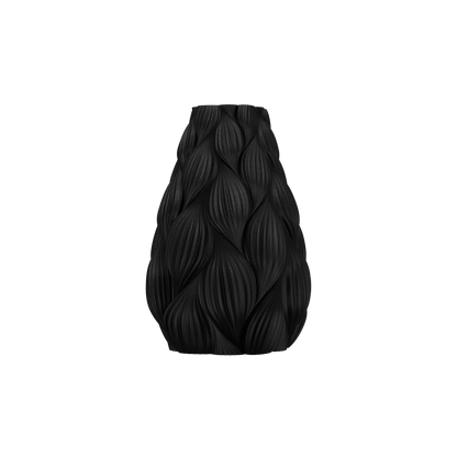 Vase anthracite 160mm avec texture ondulée en design contemporain durable.