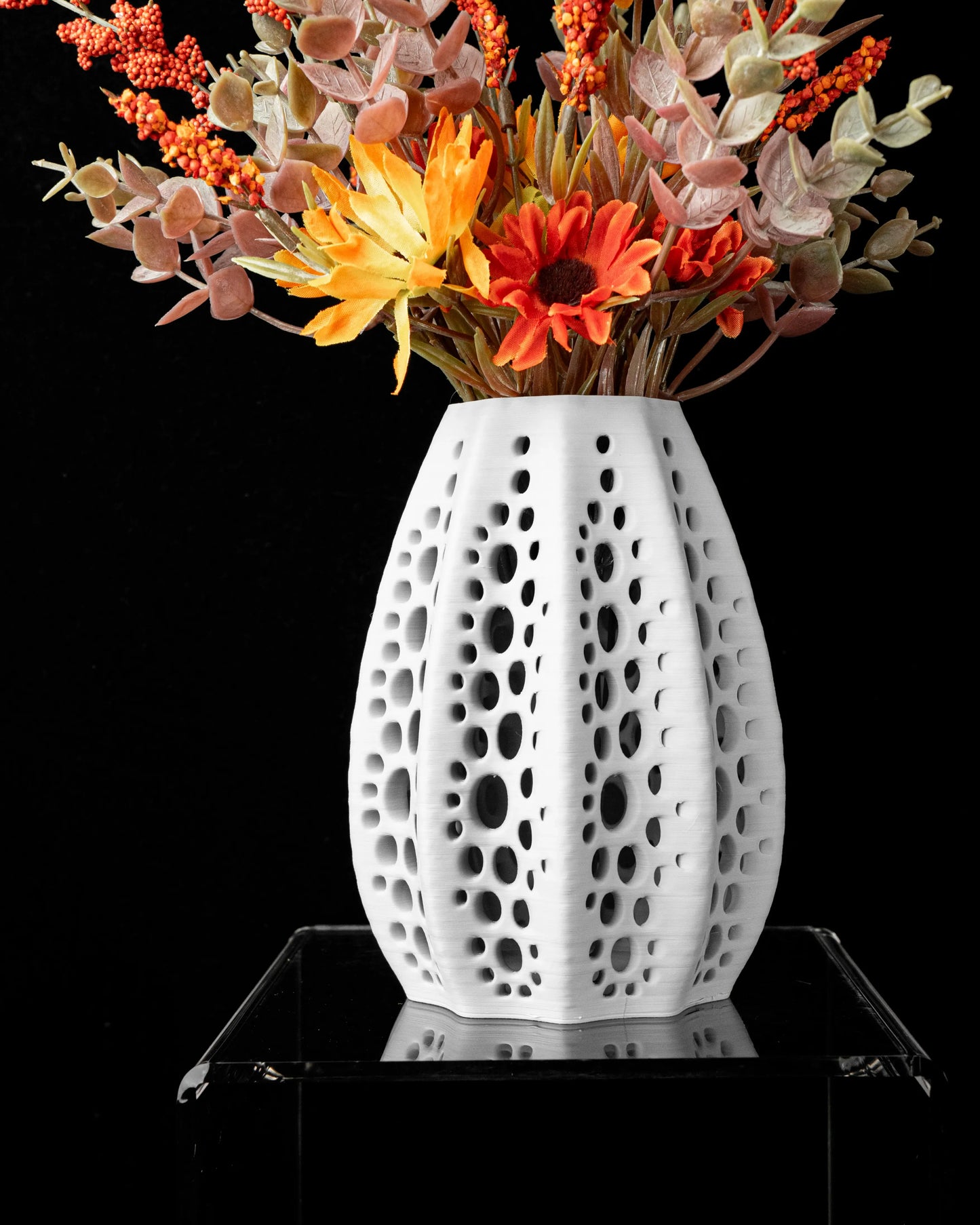 Vaso di fiori secchi di conchiglie 