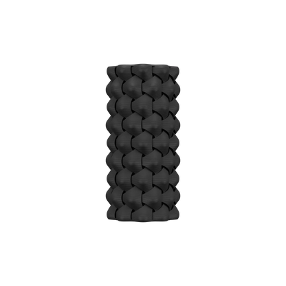 Vase cylindrique noir mat avec motif tressé en relief, style moderne et étanche.
